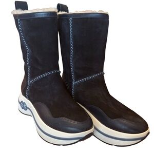 Tory Burch Blue Suede and Winter White Gemini Boot sz 7